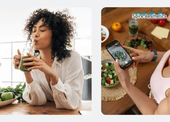 Image of woman looking into her diet and fat freezing Fairfield to improve her health